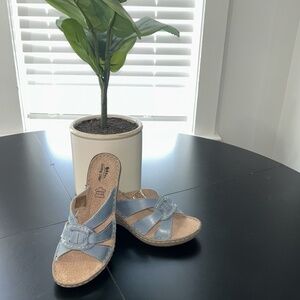 Spring Step Idoia Blue Leather Comfort Sandals Women’s Size 37 (US 6.5–7)